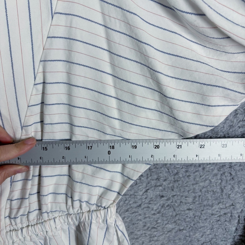 Free People So Divine Pinstripe Menswear Button Down Top Sz M White Office Siren - Picture 4 of 10